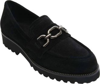 Vaneli Womens Zeus Chain Loafer In Black Suede