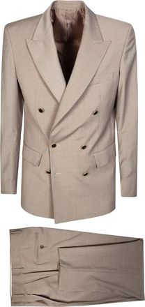 Mars&eacute;m Abito DP 6 Bottoni AMF Pantalone Loose Fit - Heren - Business pakken - Beige - L - Kostuums