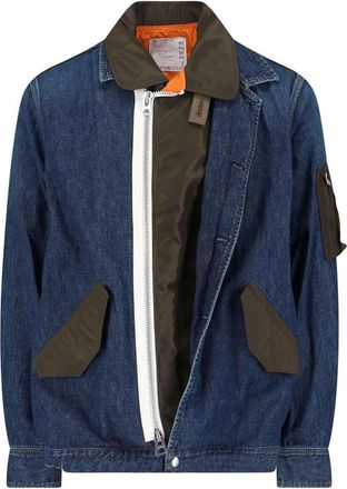sacai Denim and nylon jacket