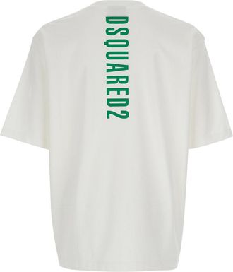 Dsquared2 Mens T-Shirt Logo Lettering White Cotton T-Shirts And Polos
