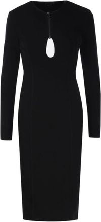 Tom Ford Keyhole Gedetailleerde Midi Jurk met Open Rug - Dames - Casual kleedjes - Zwart - 2XS - Leer - Kleedjes