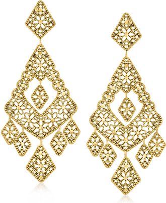 Ross-Simons Italian 18kt Gold Over Sterling Vintage-Style Drop Earrings