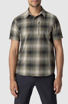 Outdoor Research Astroman Short Sleeve Sun Shirt in Ranger Green Plaid at Nordstrom, Size Xx-Large