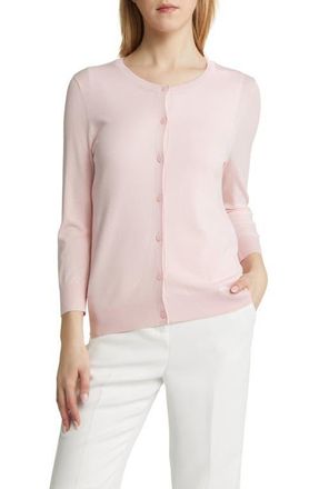 Nordstrom Crewneck Cardigan in Pink Chalk at Nordstrom, Size Small