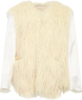 Comme Des Gar&ccedil;ons Chaqueta de Manga de Contraste de Piel Sint&eacute;tica - Jackets - Mujer - Blanco - M