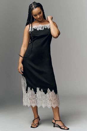 Bl^nk London Lace-Trim Midi Slip Dress