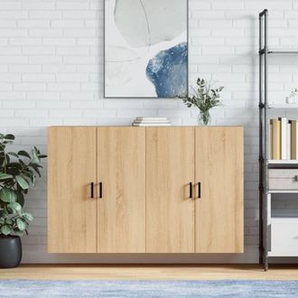 Berkfield Home Wall Mounted Cabinets 2 pcs Sonoma Oak 69.5x34x90 cm in Brown
