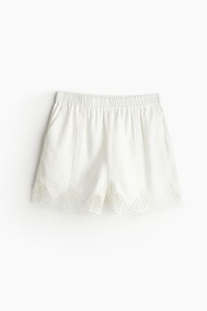 H&M Shorts aus Leinenmix mit Spitzendetails - Weiss