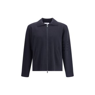 Thom Browne Blue Fleece Wool Mens Cardigan