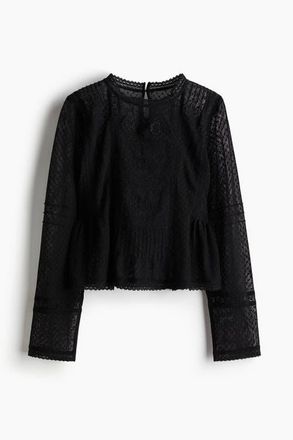 H&M Plumeti Mesh Blouse in Black at Nordstrom, Size X-Small