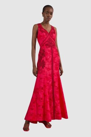 Karen Millen Beaded Open Back Maxi Dress in Fuchsia at Nordstrom, Size 12