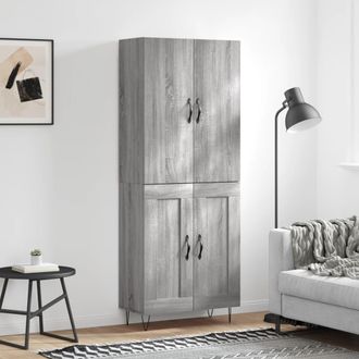 vidaXL Vidaxl - Aparador Alto Madera Contrachapada Gris Sonoma 69,5x34x180 Cm