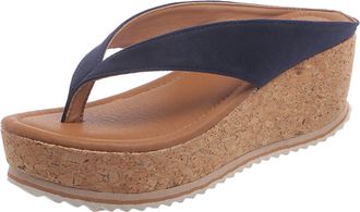 Generic Wedge Flip Flop Women Cork Footbed Beach Slides Chunky Platform Flip Flops Ladies Rubber Soles Thong Sandals Waterproof Slip On Pool Slide Thick Sole 