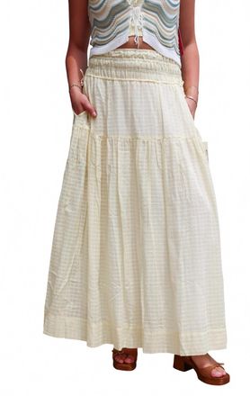 Elan Side Tassel Textured Maxi Skirt In Yellow