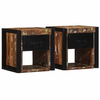 Berkfield Home Bedside Cabinets 2 pcs Multicolour 40x35x40 cm Solid Wood Reclaimed | Size: 40 x 35 x 40 cm