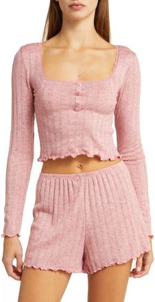BP. Pointelle Rib Short Pajamas in Mauve at Nordstrom Rack, Size X-Small