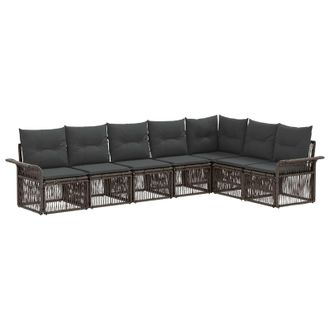 vidaXL Conjunto De Sof&aacute;s De Jard&iacute;n 7 Pcs Gris Rat&aacute;n Sint&eacute;tico Vidaxl