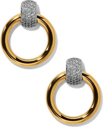 Nadri Gemini Two-Tone Pav&eacute; Door Knocker Earrings in Gold at Nordstrom