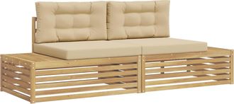 vidaXL 2 Uds. Conjunto De Sof&aacute;s De Exterior Poli&eacute;ster Blanco Vidaxl