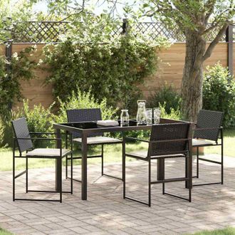 vidaXL Conjunto De Comedor De Jard&iacute;n 5 Pcs Negro Polirat&aacute;n Vidaxl