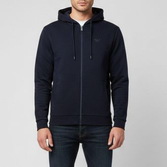 Emporio Armani Navy Blue Jersey Zip Up Hoodie