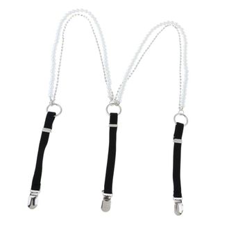 P Prettyia Hosentr&auml;ger Damen Sommer Trend Y-Form Perlen Strass Schmucktr&auml;ger elastisch f&uuml;r K&ouml;rperl&auml;nge 65-80cm - Schwarz, 22x1,4 cm