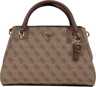 Guess Gestructureerde luxe handtas met gouden details - Dames - Handtassen - Bruin - ONE Size - Tassen