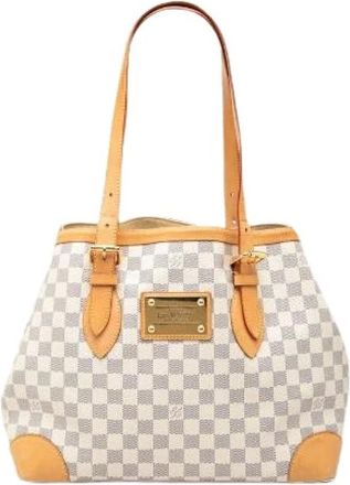 Louis Vuitton Pre-owned Tote Bags, female, White, Size: ONE SIZE Pre-owned Hampstead MM Damier Azur Tote Bag