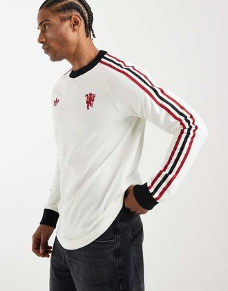 adidas adidas Performance - Manchester United Originals - T-shirt a maniche lunghe bianco sporco