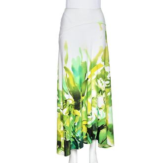 Roberto Cavalli Multicolored Printed Jersey Midi Skirt