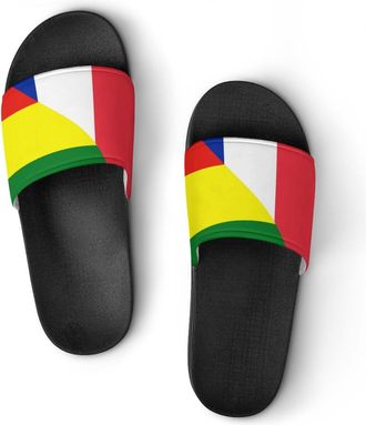 Generic France And Bolivian Flag Shower Shoes Slipper for Women Men Beach Slippers Quick Drying Non Slip Open-Toe Sandals