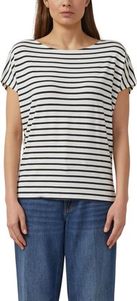 s.Oliver Kurzarmshirt S.OLIVER, Damen, Gr. 34, sanftes wei&szlig; stripe, Jersey, Obermaterial: 95% Viskose, 5% Elasthan, gestreift, normal h&uuml;ftbedeckend, Rundhals, 