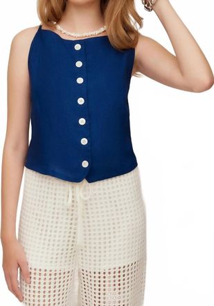 Fifteen Twenty Elis Sleeveless Button-Up Top In Sea