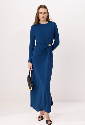 Trendyol Modest Dames Blauw Effen Maxi Lang Avond / Dagelijks Recht Modest Jurken