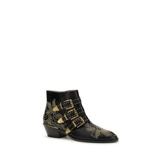 Chlo&eacute; Womens Black Calf Leather Bos Taurus Ankle Boots