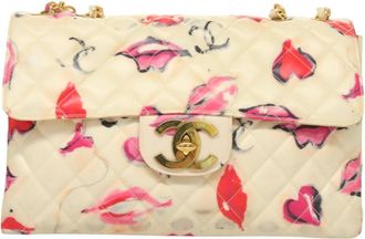 Chanel Flap Bag Ecru Vinyl Shoulder Bag (Pre-Owned)