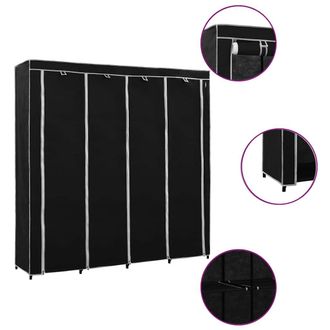 vidaXL Armario Con 4 Compartimentos Negro 175x45x170 Cm Vidaxl