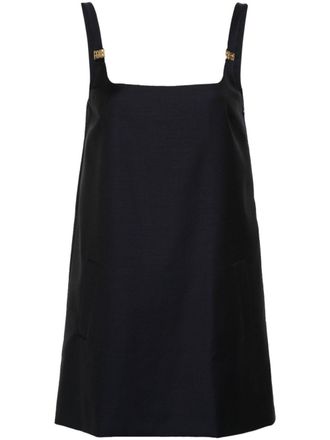 Miu Miu logo-plaque virgin wool minidress - Blue