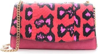 Sergio Rossi Suede & Python Pink Shoulder Bag