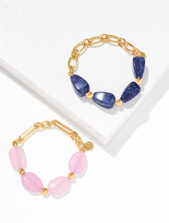 Talbots Oralia Stretch Bracelet Set - Lavender Dawn/Gold - 001 Talbots