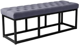 Clp Banco Polson Tapizado En Terciopelo Gris 120 Cm