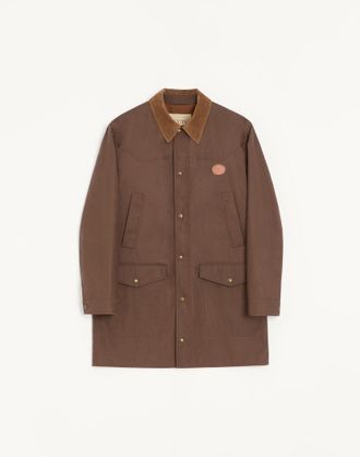 Valentino Valentino Waxed Cotton Coat With VLogo Patch