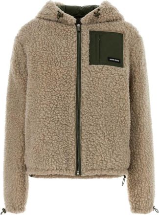 Miu Miu Beige Textured Hood Jacket