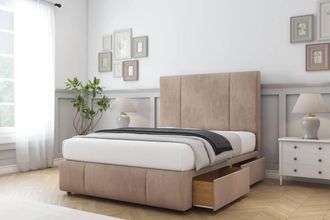 Sloomy Lisbon Naples Divan Set 2 Drawers-54 Headboard-Footboard in Light Brown | Size: Super King