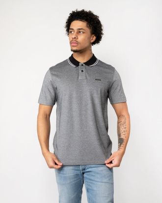 Boss Orange by Hugo Boss Oxford New Mens Contrast Collar Short Sleeve Polo Shirt - Black Cotton - Size X-Large