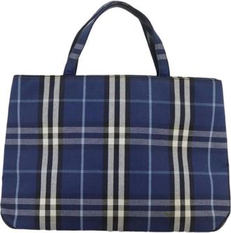 Burberry Pre-owned Tote Bags, female, Blue, Size: ONE SIZE Pre-owned Vintage Checkered Tote Bag