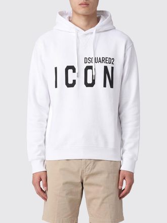 Dsquared2 Felpa con cappuccio in cotone con logo a contrasto e coulisse