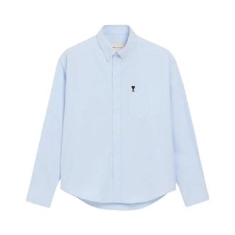 Ami Casual Shirts, male, Blue, Size: XL Boxy Long Sleeve Shirt