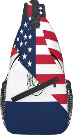 Generic Paraguay American Flag Half Paraguayan Shoulder Bag Lightweight Cross Body Bag Breathable Daypack For Cycling Outdoors Workout