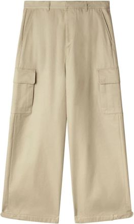 Off-white Geborduurde Logo Beige Broek - Heren - Wijde Broeken - Beige - XS - Katoen - Broeken
